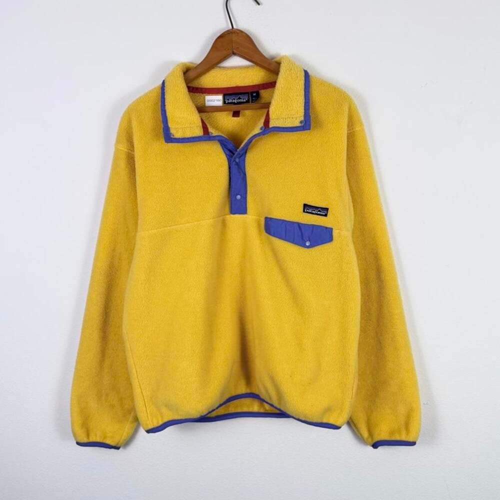 Vintage Patagonia Synchilla Fleece Pullover T-Snap Canary Yellow 80s 90s USA